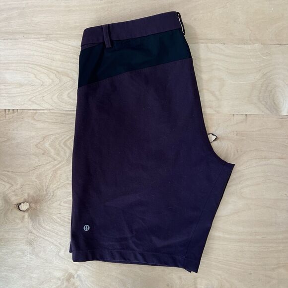 Lululemon Commission Shorts 34 Maroon Black Workout Athleisure Sportswear - Picture 2 of 6